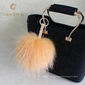 Customized supplier designer big fur fluffy ball keychain pendant